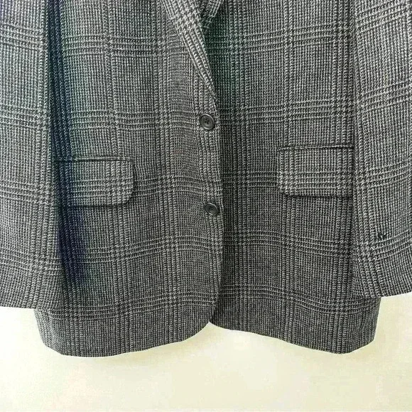 OSCAR DE LA RENTA Mens Grey Checkered Coat Suit Blazer 42L 100% Wool - Picture 10 of 11
